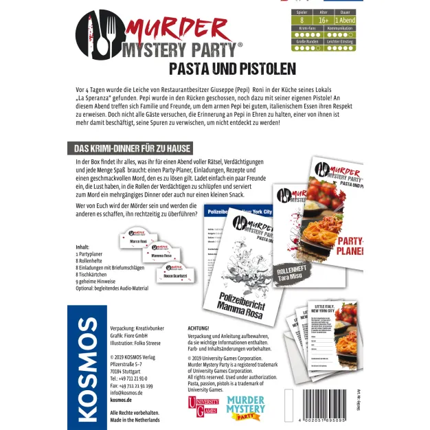 Murder Mystery Party: Pasta & Pistolen - Rückansicht